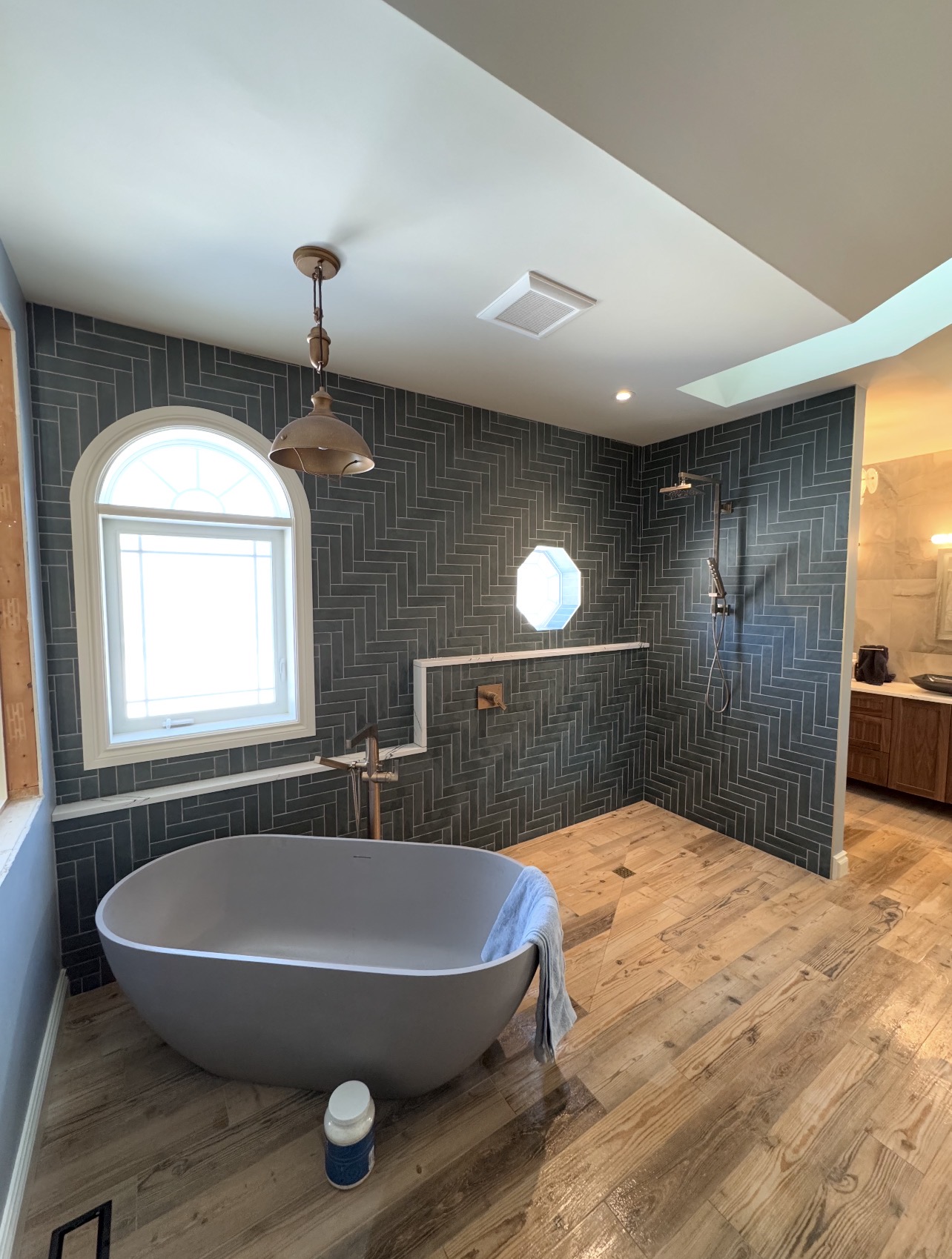 Marble tub surround custom tile installation