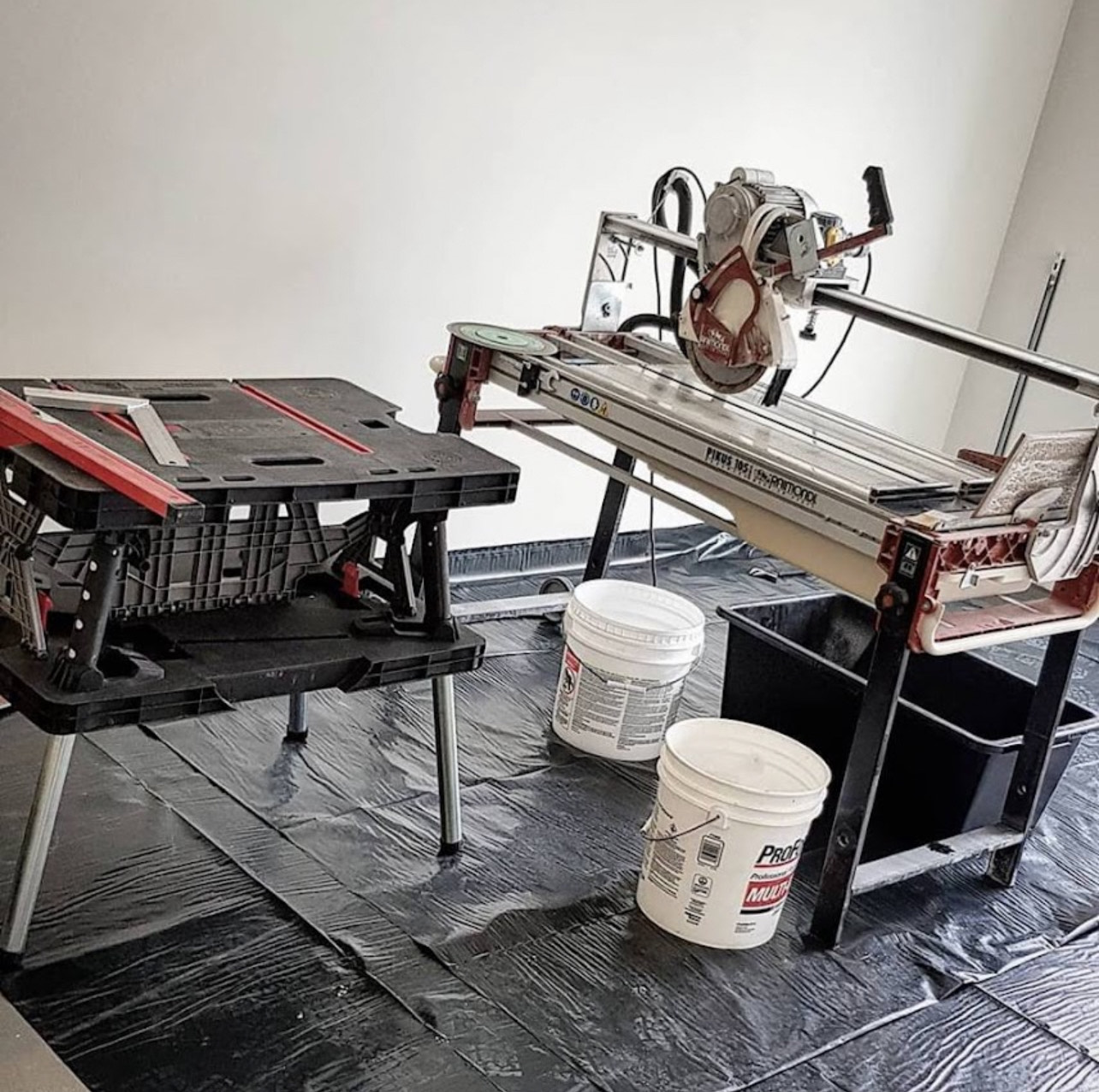 PIKUS 130 bridge saw on a Symmetrical Flooring job site in Ottawa